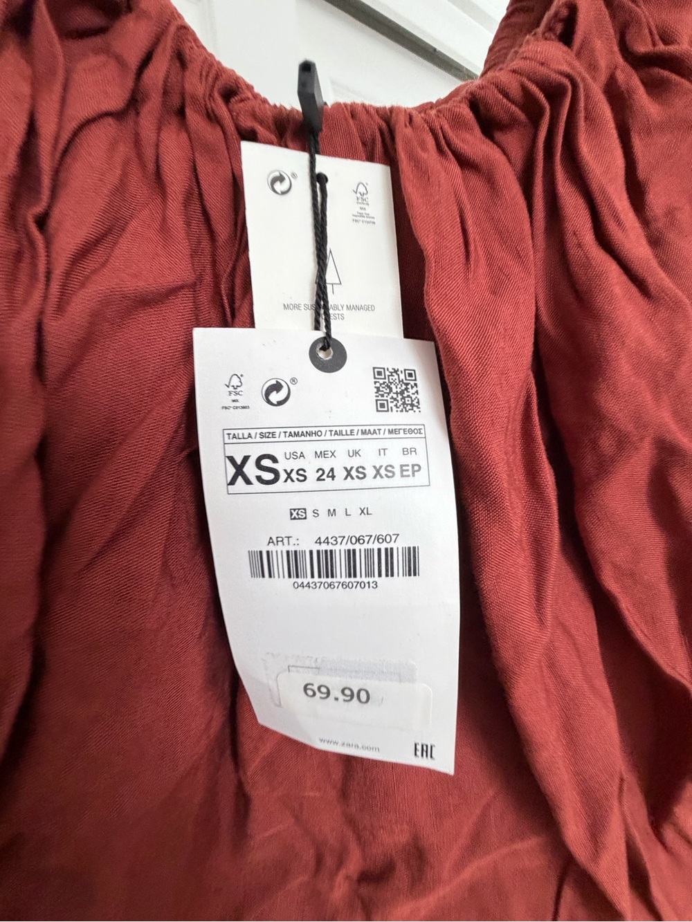 Zara Rust-Red Strapless Ruffle Maxi Dress - Picture 2 of 2
